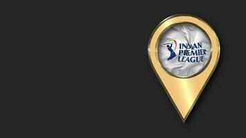 Indian Premier League, IPL Gold Location Icon Flag Seamless Looped Waving, Space on Left Side for Design or Information, 3D Rendering video