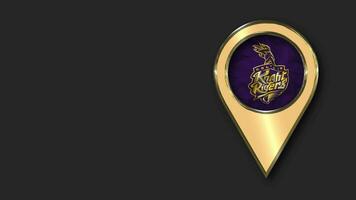 Kolkata Knight Riders, KKR Gold Location Icon Flag Seamless Looped Waving, Space on Left Side for Design or Information, 3D Rendering video