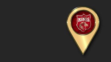 Punjab Kings, PBKS Gold Location Icon Flag Seamless Looped Waving, Space on Left Side for Design or Information, 3D Rendering video