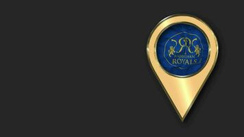 Rajasthan realeza, rr oro ubicación icono bandera sin costura serpenteado ondulación, espacio en izquierda lado para diseño o información, 3d representación video