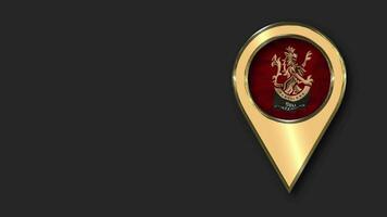 Royal Challengers Bangalore, RCB Gold Location Icon Flag Seamless Looped Waving, Space on Left Side for Design or Information, 3D Rendering video