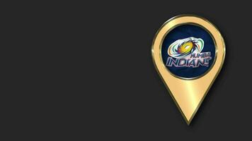 Mumbai Indians, MI Gold Location Icon Flag Seamless Looped Waving, Space on Left Side for Design or Information, 3D Rendering video