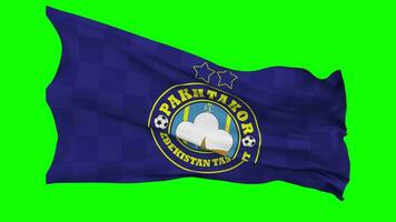 FC Pakhtakor Tashkent Flag Waving Seamless Loop in Wind, Chroma Key, Luma Matte Selection video