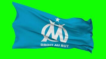 Olympique de Marseille Flag Waving Seamless Loop in Wind, Chroma Key, Luma Matte Selection video