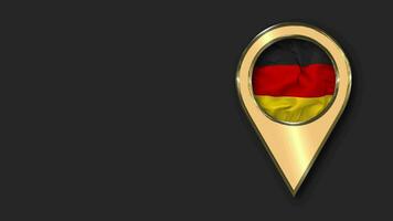 Germany Gold Location Icon Flag Seamless Looped Waving, Space on Left Side for Design or Information, 3D Rendering video