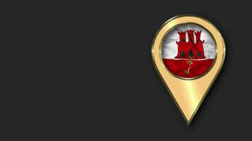 Gibraltar Gold Location Icon Flag Seamless Looped Waving, Space on Left Side for Design or Information, 3D Rendering video