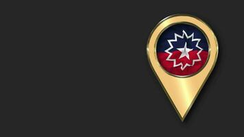 Juneteenth Gold Location Icon Flag Seamless Looped Waving, Space on Left Side for Design or Information, 3D Rendering video