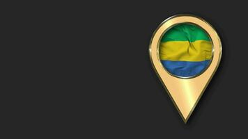 gabon Gold Ort Symbol Flagge nahtlos geloopt winken, Raum auf links Seite zum Design oder Information, 3d Rendern video