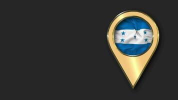 Honduras Gold Location Icon Flag Seamless Looped Waving, Space on Left Side for Design or Information, 3D Rendering video