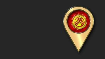 kyrgyzstan guld plats ikon flagga sömlös looped vinka, Plats på vänster sida för design eller information, 3d tolkning video