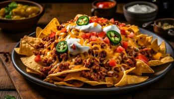 ai generado un gastrónomo mexicano comida con A la parrilla carne, Fresco verduras, y salsa generado por ai foto