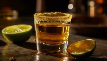 ai generado cóctel vaso lleno con vistoso sabroso tequila, refrescante verano bebida generado por ai foto