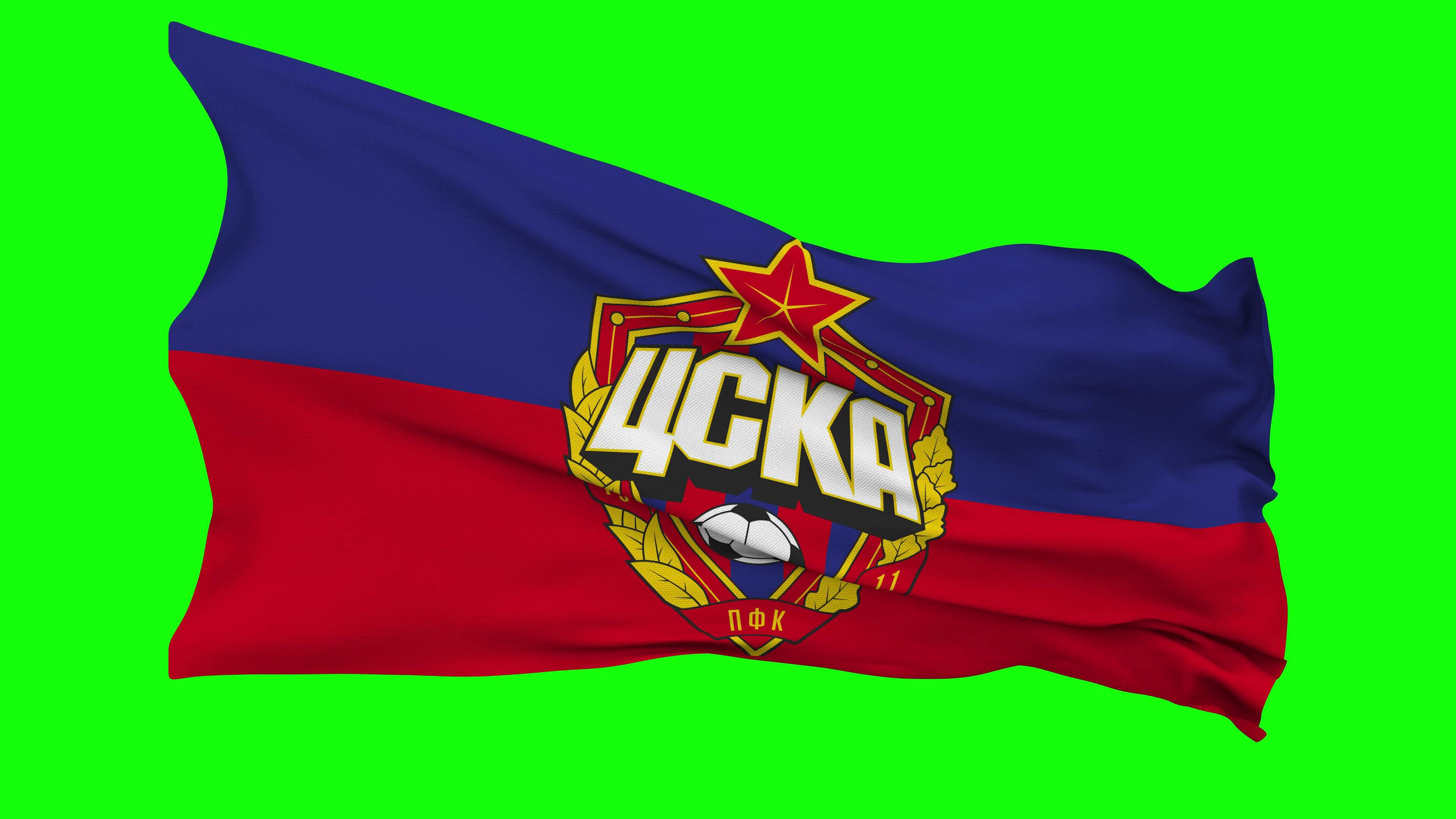 CSKA Moscow Flag Waving Seamless Loop in Wind, Chroma Key, Luma Matte ...