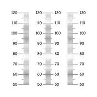 Stadiometer template for wall growth sticker. Kids height chart from 50 to 120 centimeters. Meter wall or growth ruler. Height measurement. Vector simple illustration.