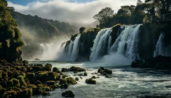 AI generated Tranquil scene nature beauty reflected in the flowing water generated by AI photo