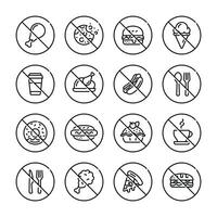 Prohibition foods symbol set vector. No foods sign symbol set vector