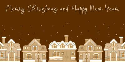 Gingerbread house a winter holiday card template. vector