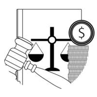 corrupción ley judicial, veredicto colaboración para dinero línea icono. vector ilustración