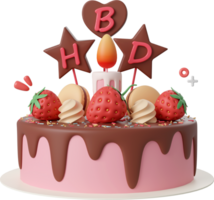 Birthday cake for celebration party, Happy Birthday, 3d illustration png