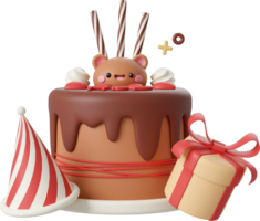 Birthday cake for celebration party, Happy Birthday, 3d illustration png