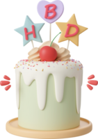 Birthday cake for celebration party, Happy Birthday, 3d illustration png