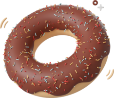 Chocolate donut cartoon style , 3d illustration png