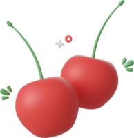 Cute cherry used for decorating cakes or desserts, 3d illustration png