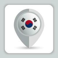 sur Corea bandera alfiler mapa icono vector