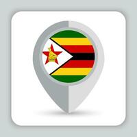 Zimbabwe Flag Pin Map Icon vector