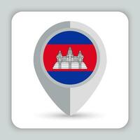 Camboya bandera alfiler mapa icono vector