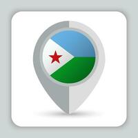 djibouti bandera alfiler mapa icono vector