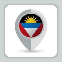 antigua y barbuda bandera alfiler mapa icono vector