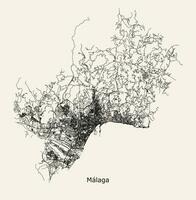 Vector city road map of Malaga, Spain