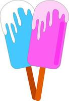 Cartoon stick ice creamsPurple and pale blue popsicles vector or color illustration