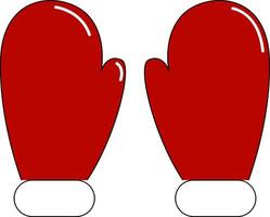 Pair of red mittensPair of red gloves vector or color illustration