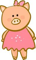 Drawing of a cute baby piggieCartoon piglet vector or color illustration