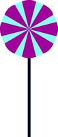 Spiral-shaped purple-colored lollipopCandy vector or color illustration