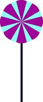 Spiral-shaped purple-colored lollipopCandy vector or color illustration