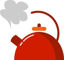 A red-colored teapotEvening snacks time vector or color illustration