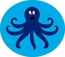 Image of blue octopus, vector or color illustration.