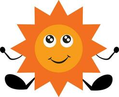 Happy sun, vector or color illustration.