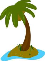 Clipart of the palm tree grown in the land surrounded by the waterPalm tree on an island, vector or color illustration