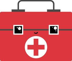 Emoji of a smiling red medical bagFirst-aid kit, vector or color illustration