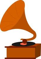 Clipart of the brown record player, vintageCylinder phonograph, vector or color illustration