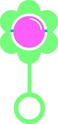 Painting of a colorful toy for babiesBaby rattle, baby toy, infancy, rattle, toy icon, vector or color illustration