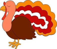 GobblersCartoon picture of the Turkey bird isolated white background viewed from the side, vector or color illustration