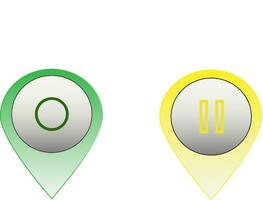 Two push buttons with sign of on off and pause vector color drawing or illustration