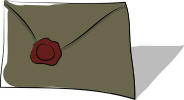 An envelope sealed with red color wax vector color drawing or illustration