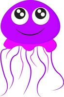 un color morado sonriente medusas nadando libremente marina animal vector o color ilustración