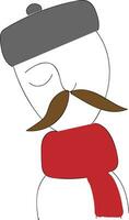 A one-eyed man is with a long mustache vector or color illustration